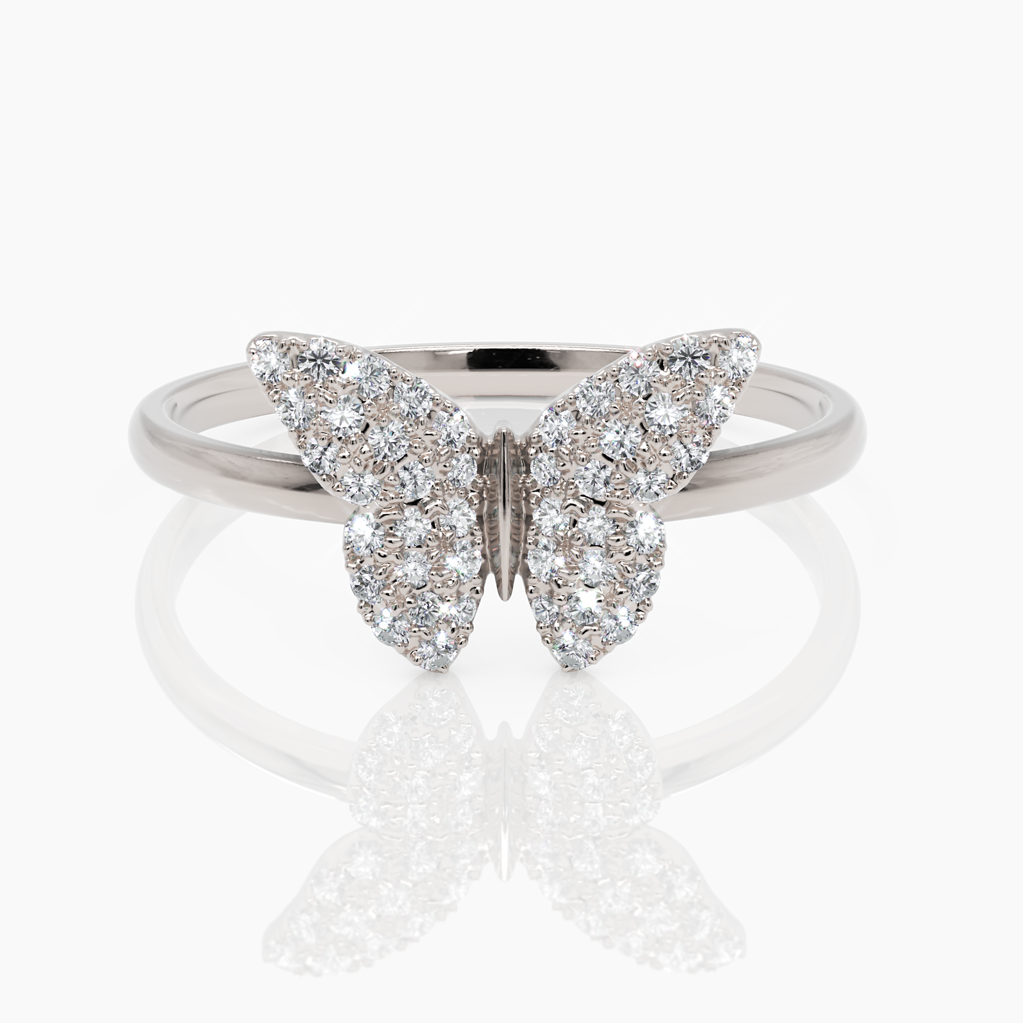 Pave Diamond Butterfly Ring - Narcissus