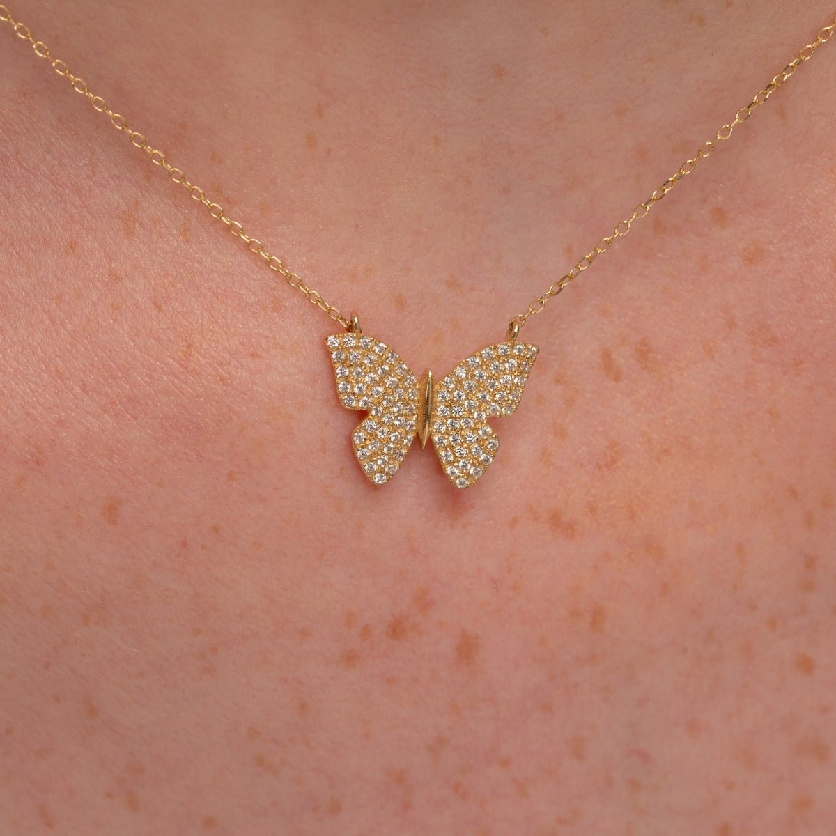 Pave Diamond Butterfly Necklace - Narcissus