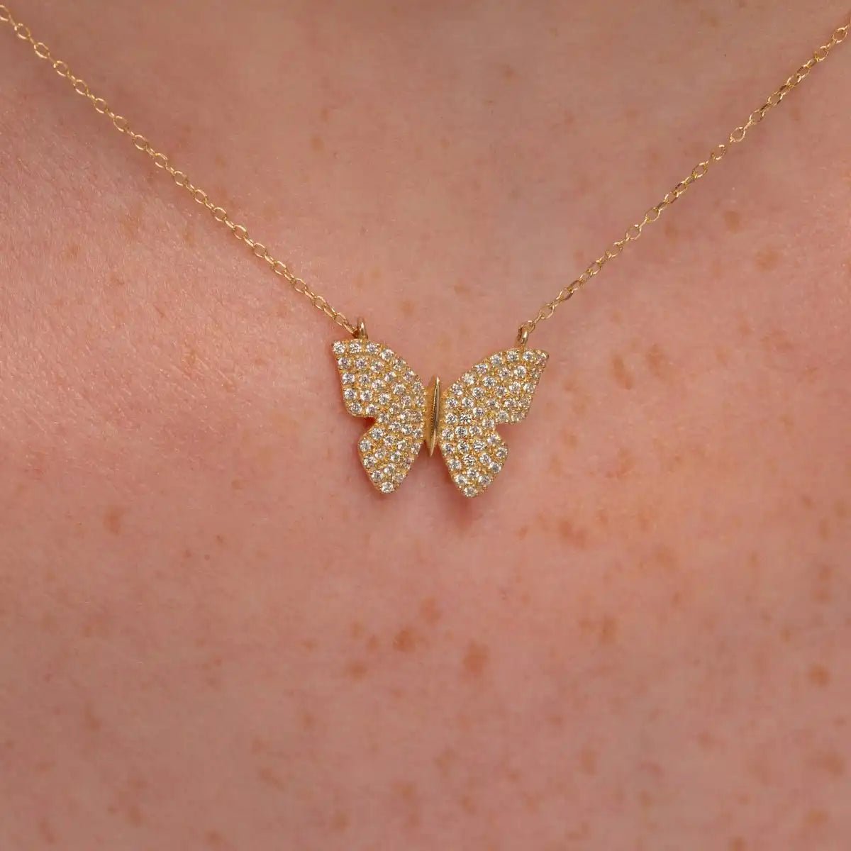 Diamond Butterfly Necklace in 14k White Gold - Narcissus