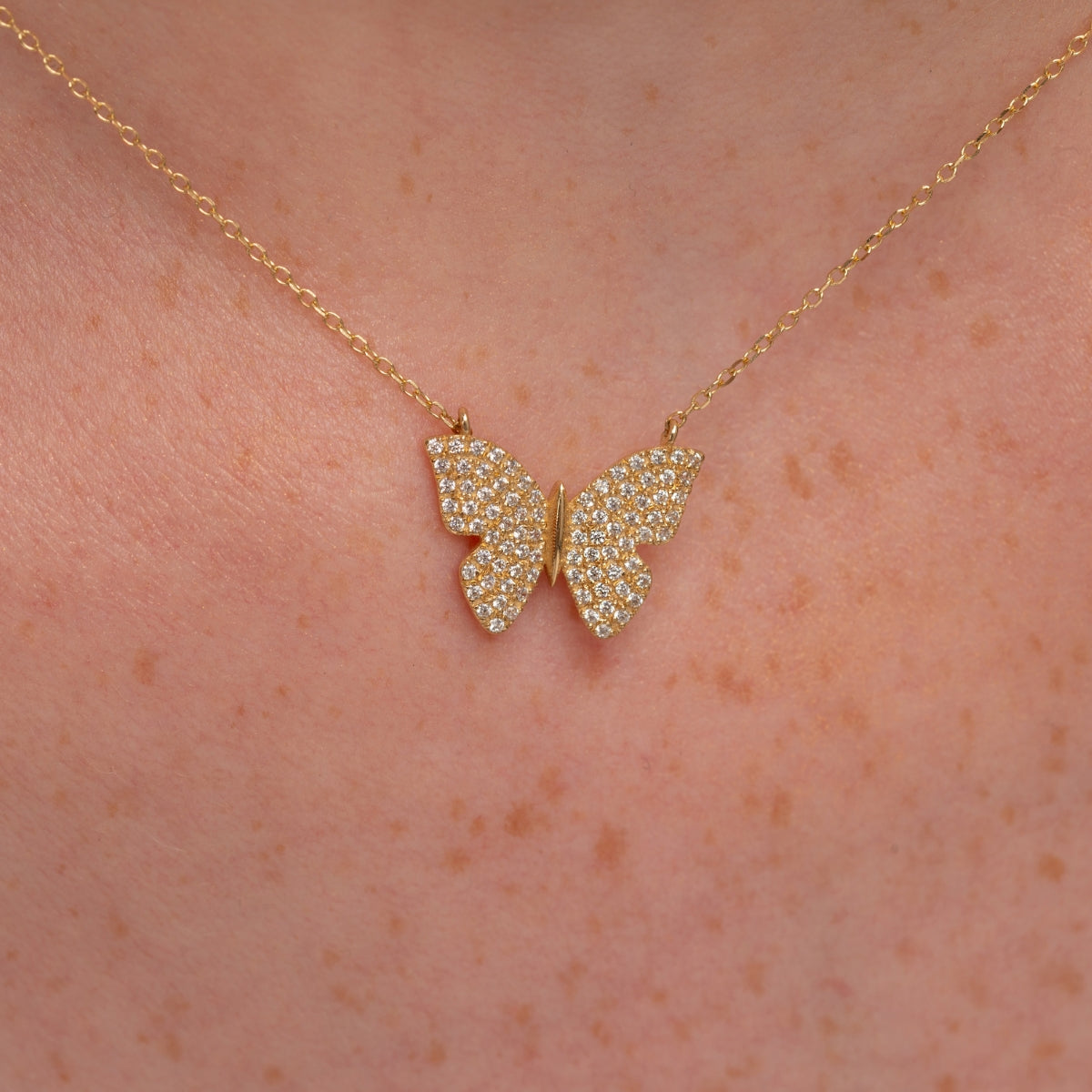 Pave Diamond Butterfly Necklace - Narcissus