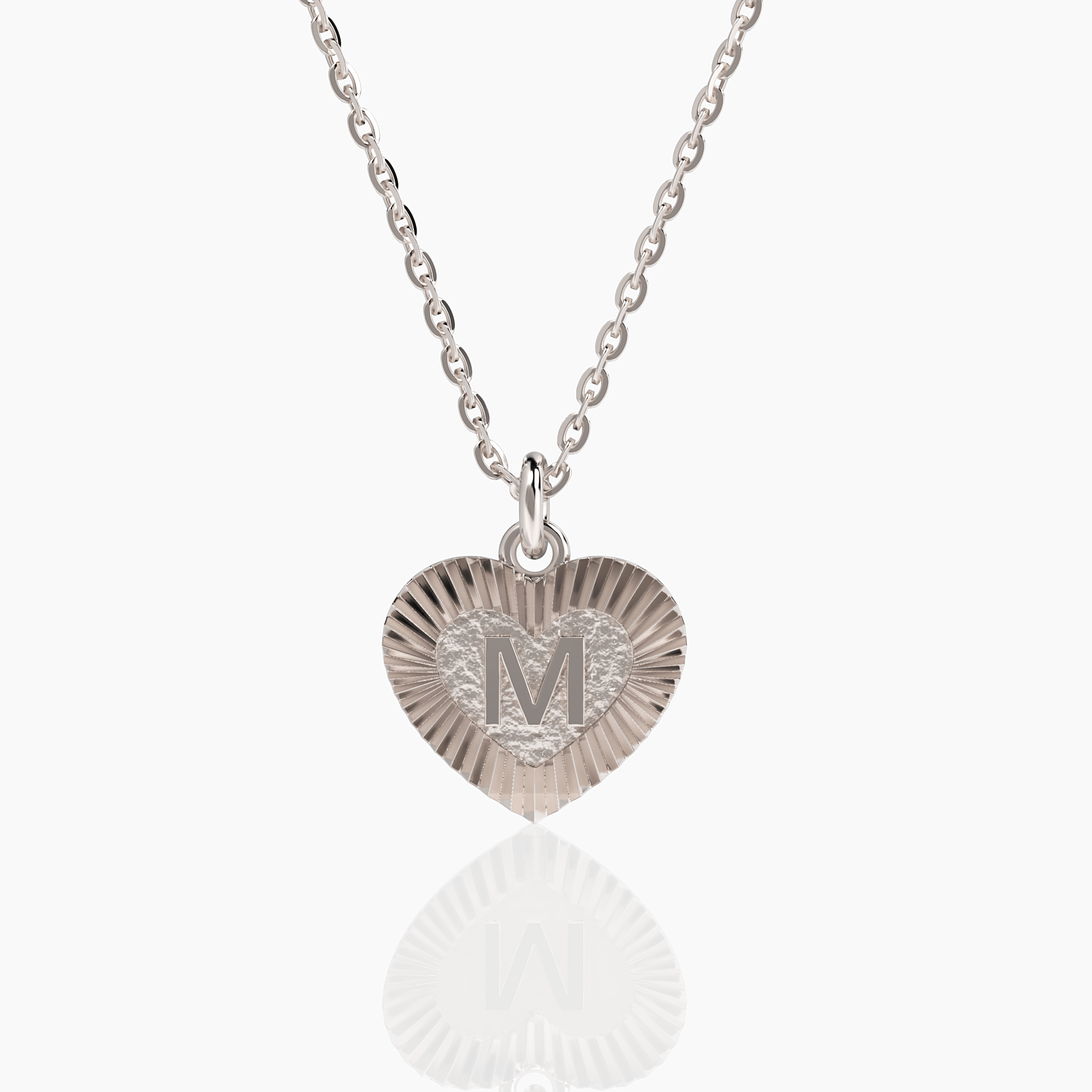 Personalized Ribbed Heart Necklace - Narcissus