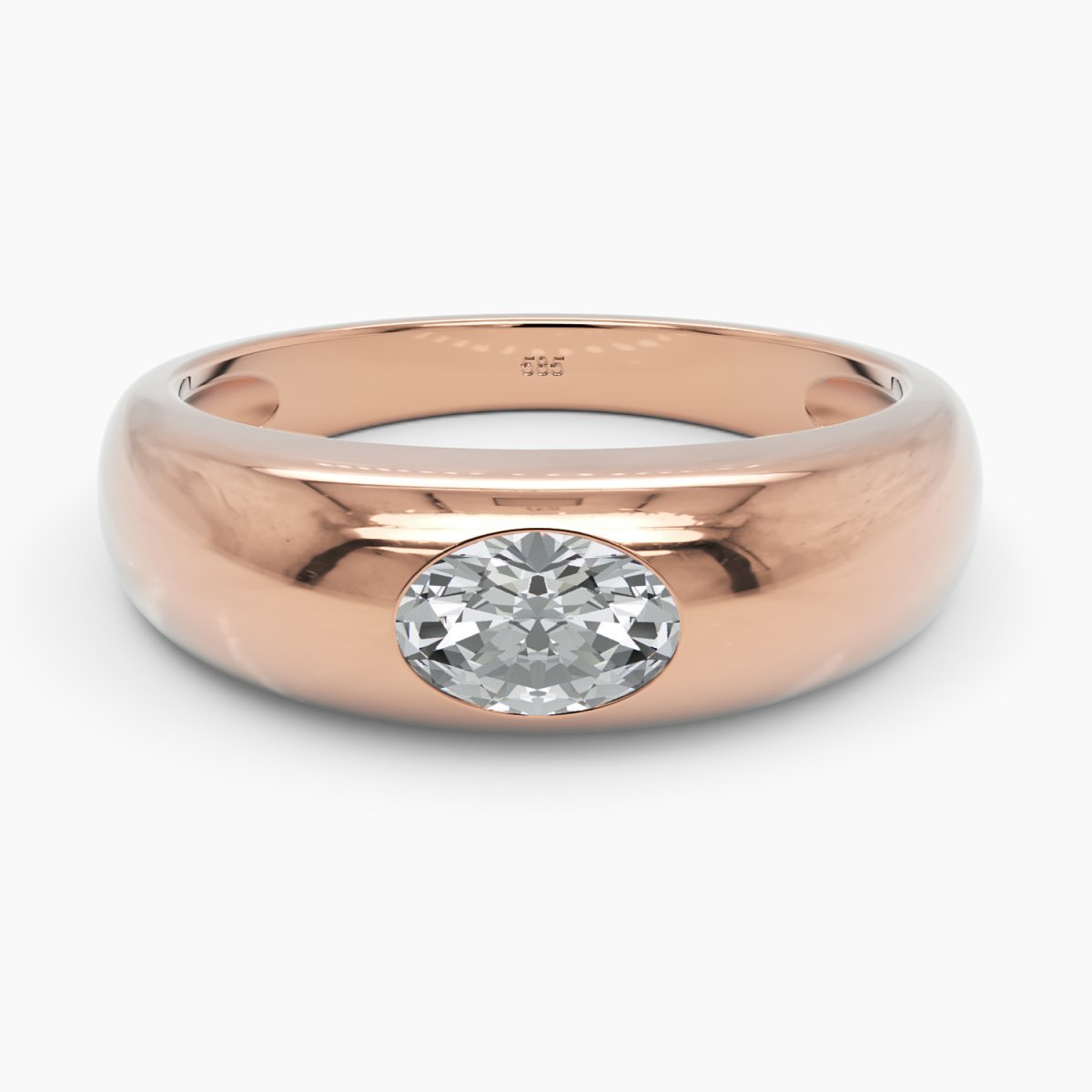 Oval Diamond Dome Band Ring - Narcissus