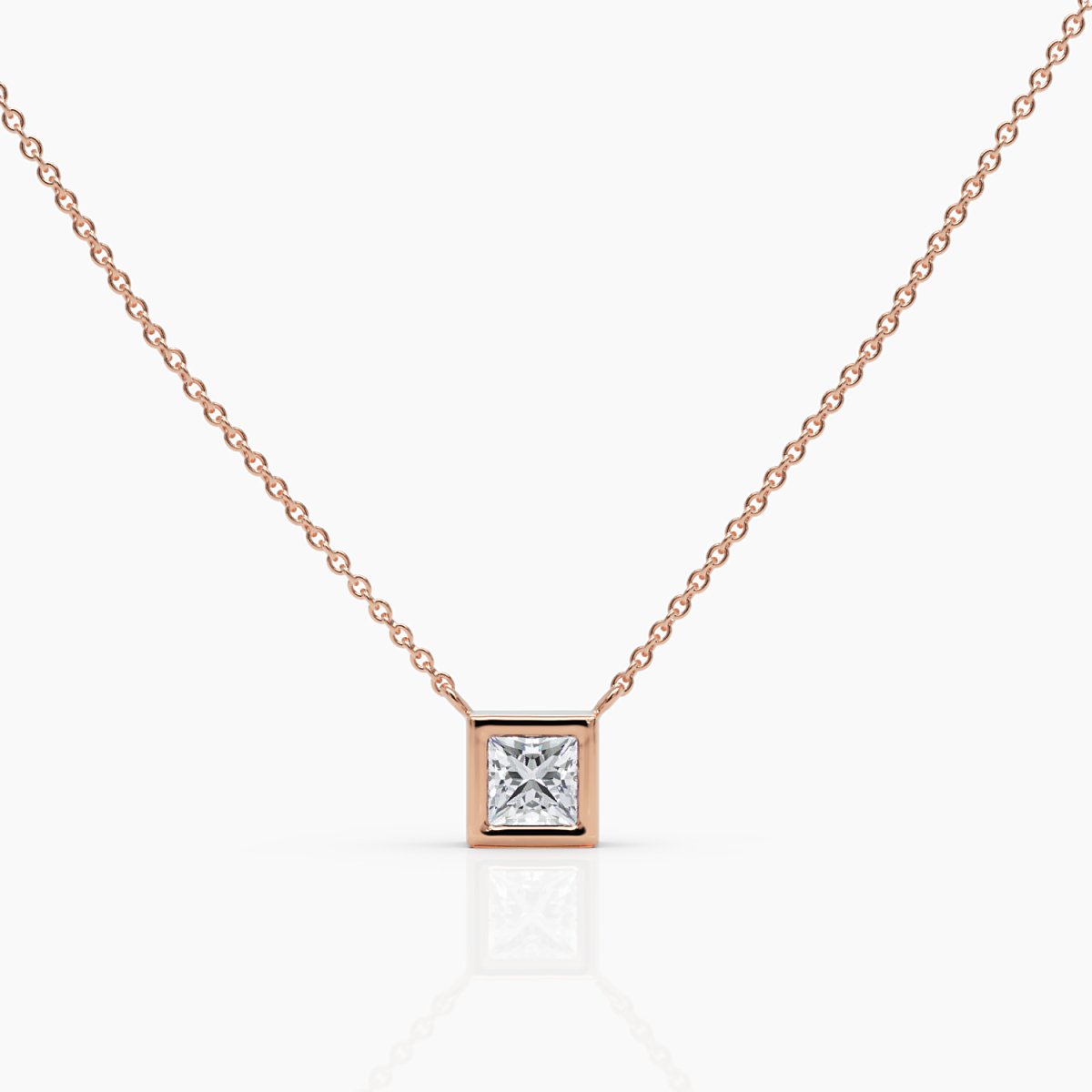 Princess Cut Bezel Diamond Necklace - Narcissus