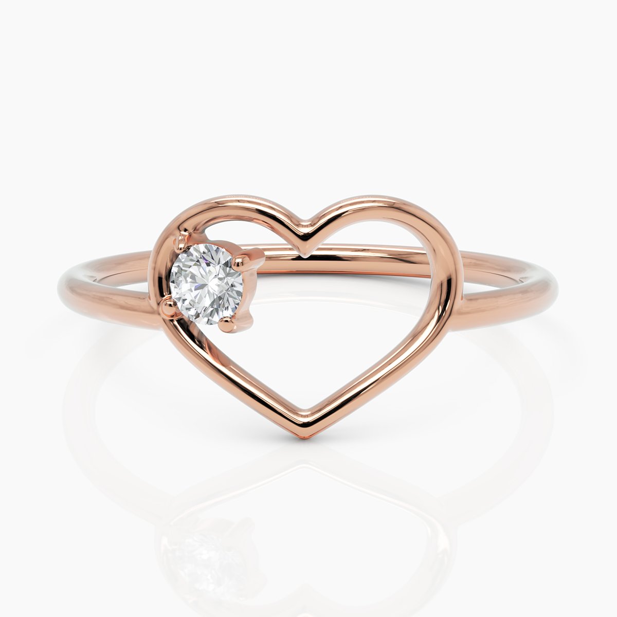 Heart Shaped Ring with Diamond - Narcissus