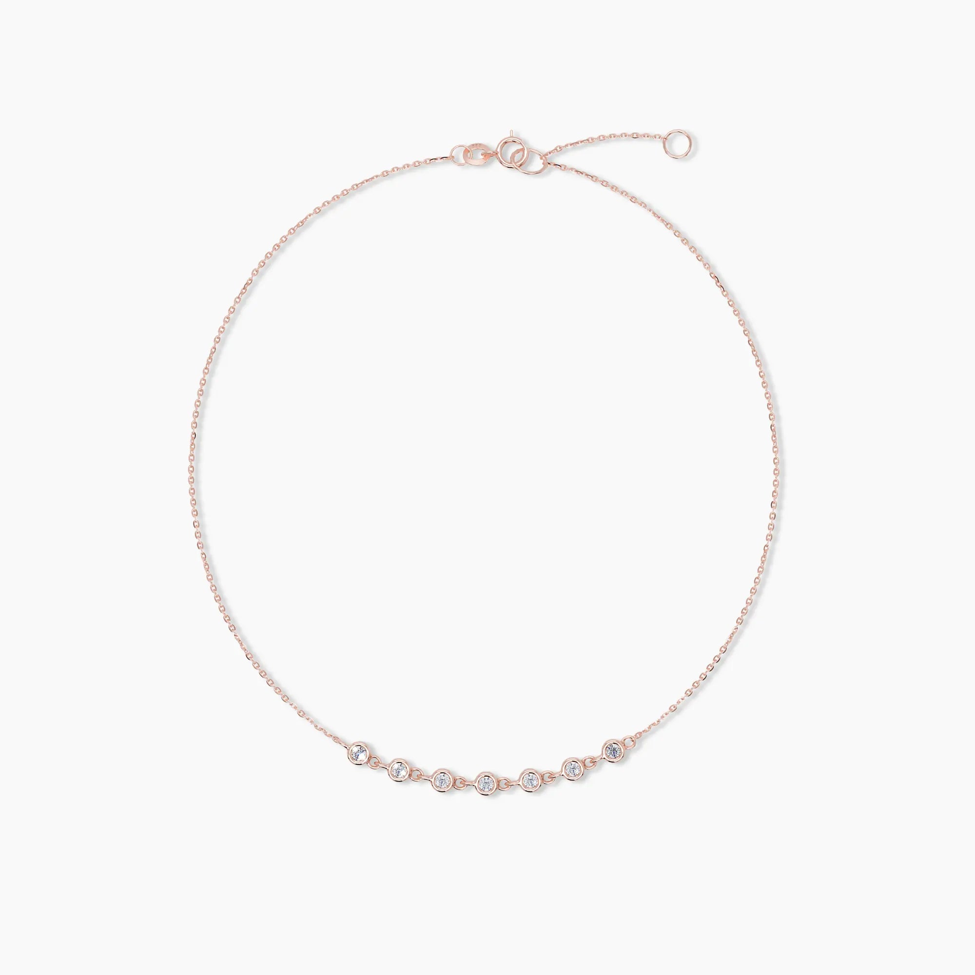 Bezel Set Tennis Diamond Bracelet in Rose Gold - Narcissus