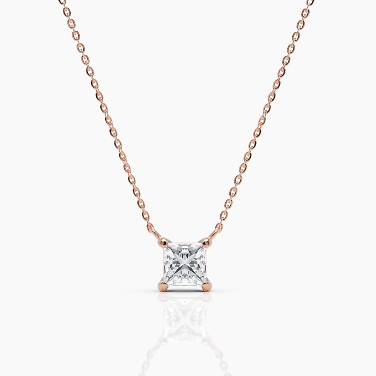 Princess Cut Diamond Solitaire Necklace - Narcissus