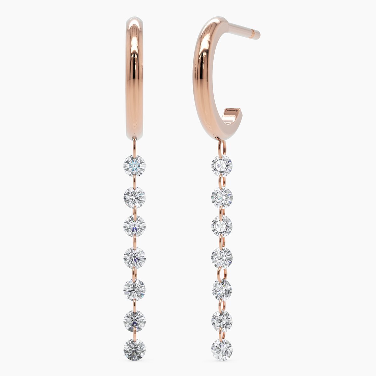 Nude Diamond Drop Earrings in Rose Gold - Narcissus