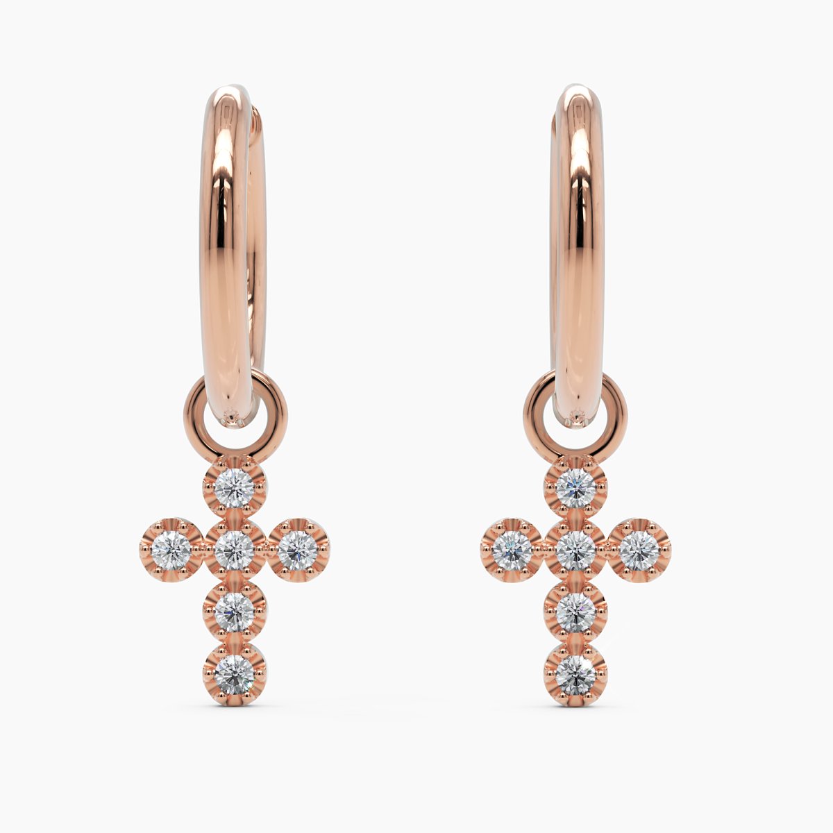 Diamond Cross Hoop Earrings - Narcissus