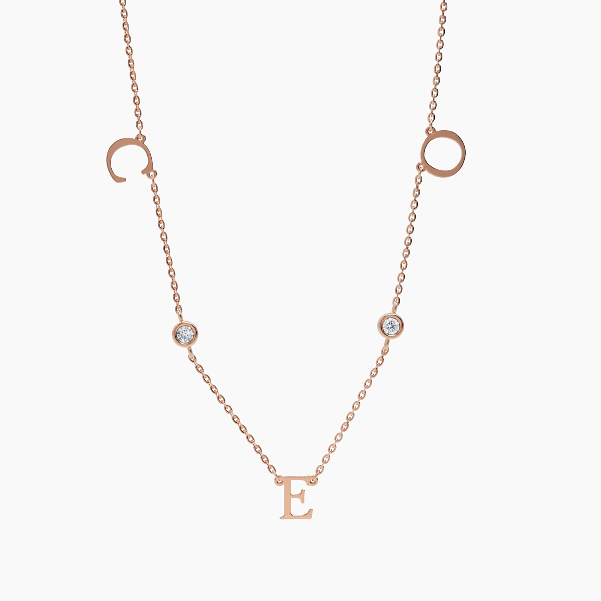 Triple Letter Diamond Necklace - Narcissus