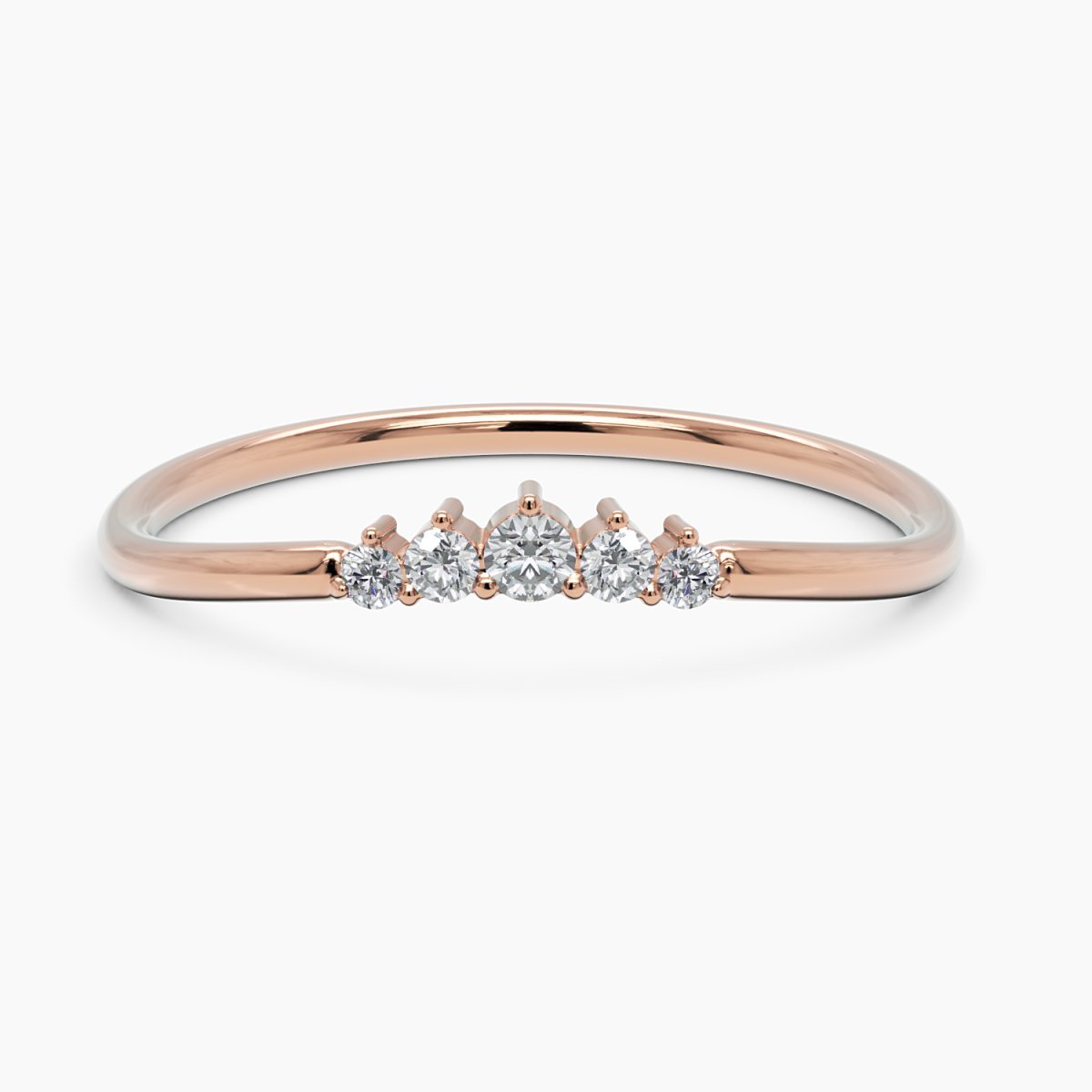 Curved Diamond Wedding Band in White Gold - Narcissus