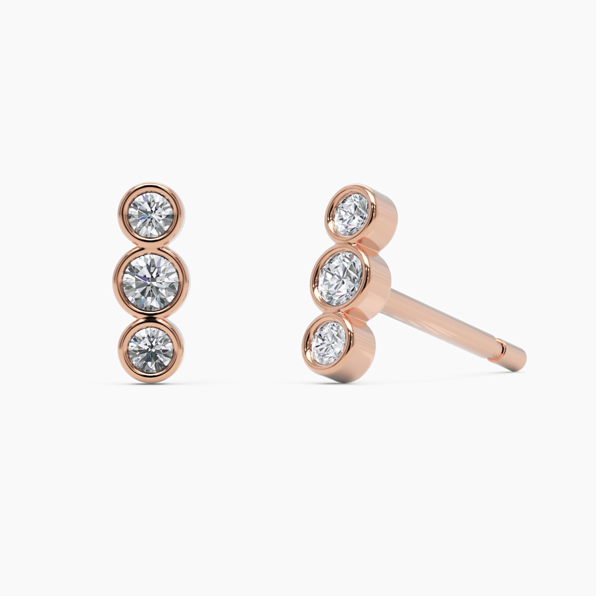 Diamond Trio Stud Earrings in White Gold - Narcissus