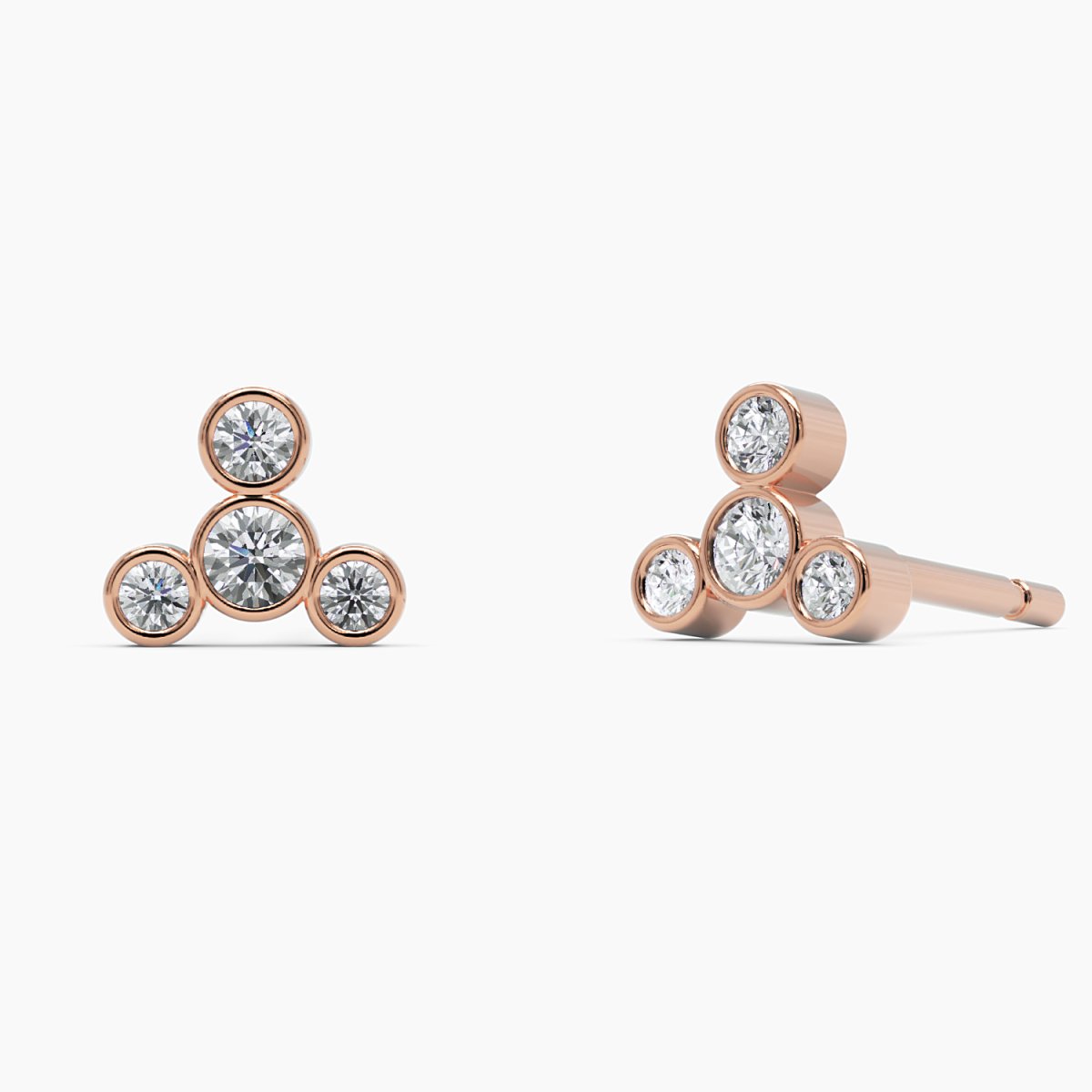 Four Diamond Stud Earrings - Narcissus