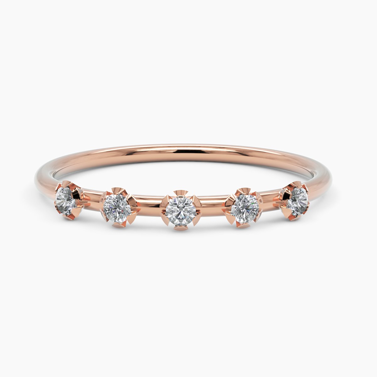 Five Diamond Flower Band Ring - Narcissus