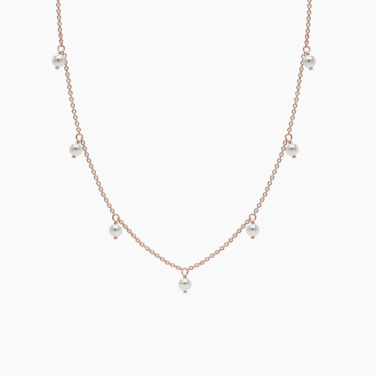 Tiny Hanging Pearls Necklace - Narcissus