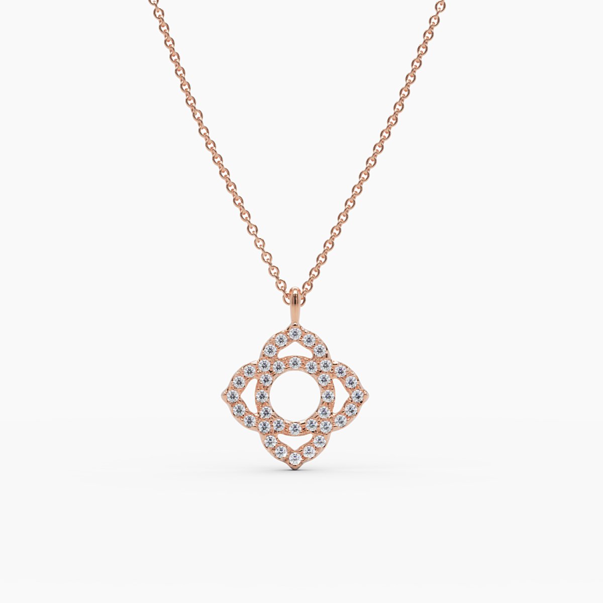 Diamond Clover Pendant Necklace - Narcissus