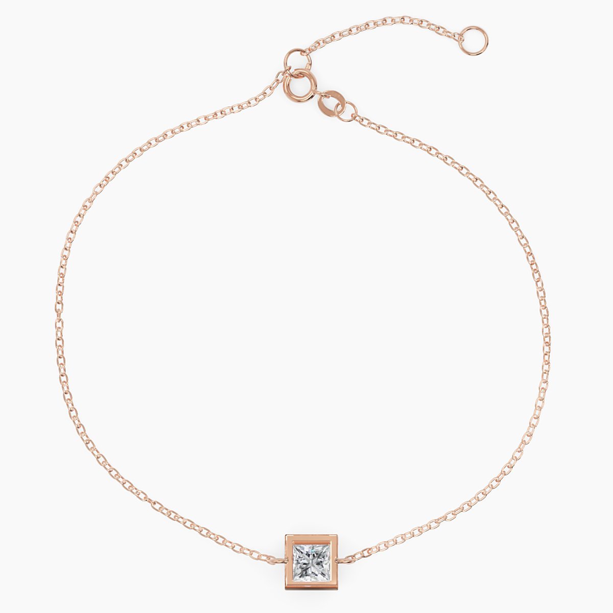 Princess Cut Bezel Diamond Bracelet in White Gold - Narcissus