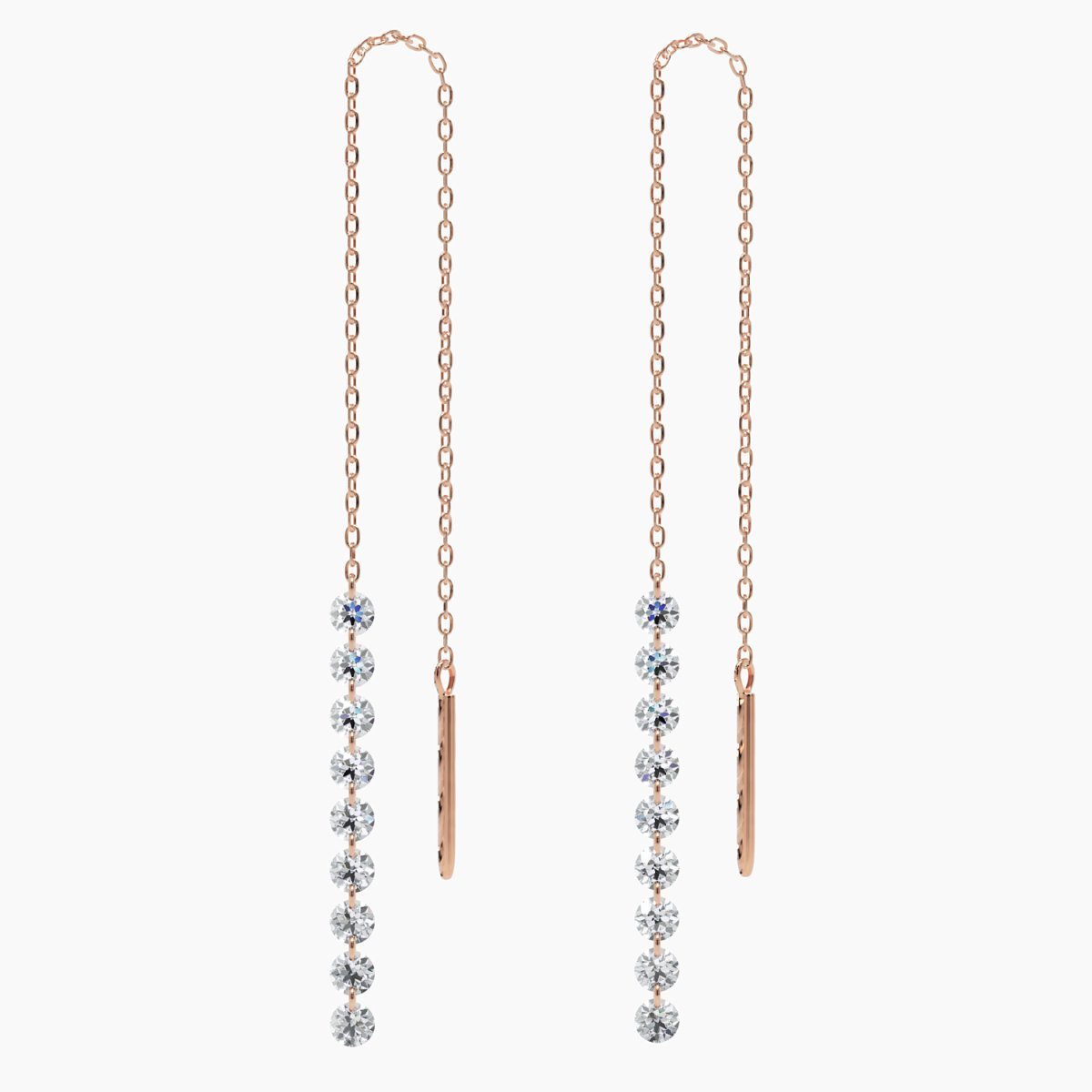 Nude Diamond Threader Earrings in Rose Gold - Narcissus