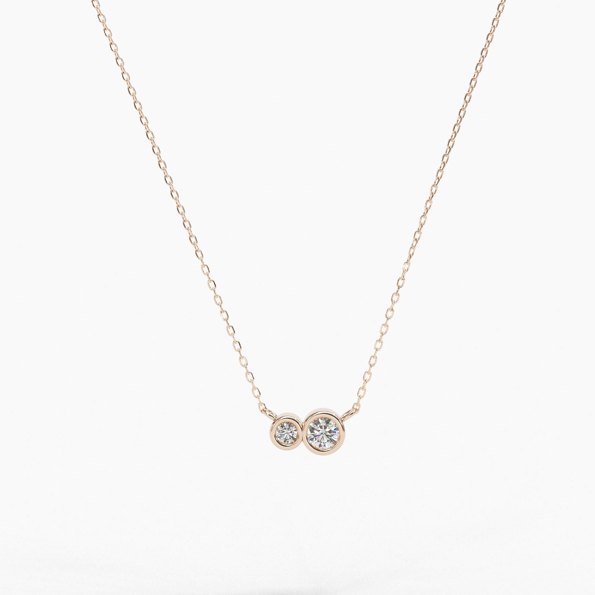 Double Diamond Bezel Necklace