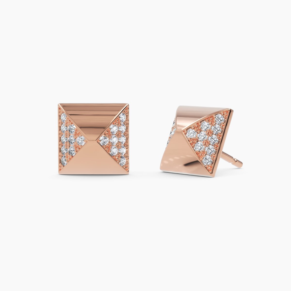 Pyramid Diamond Stud Earrings - Narcissus