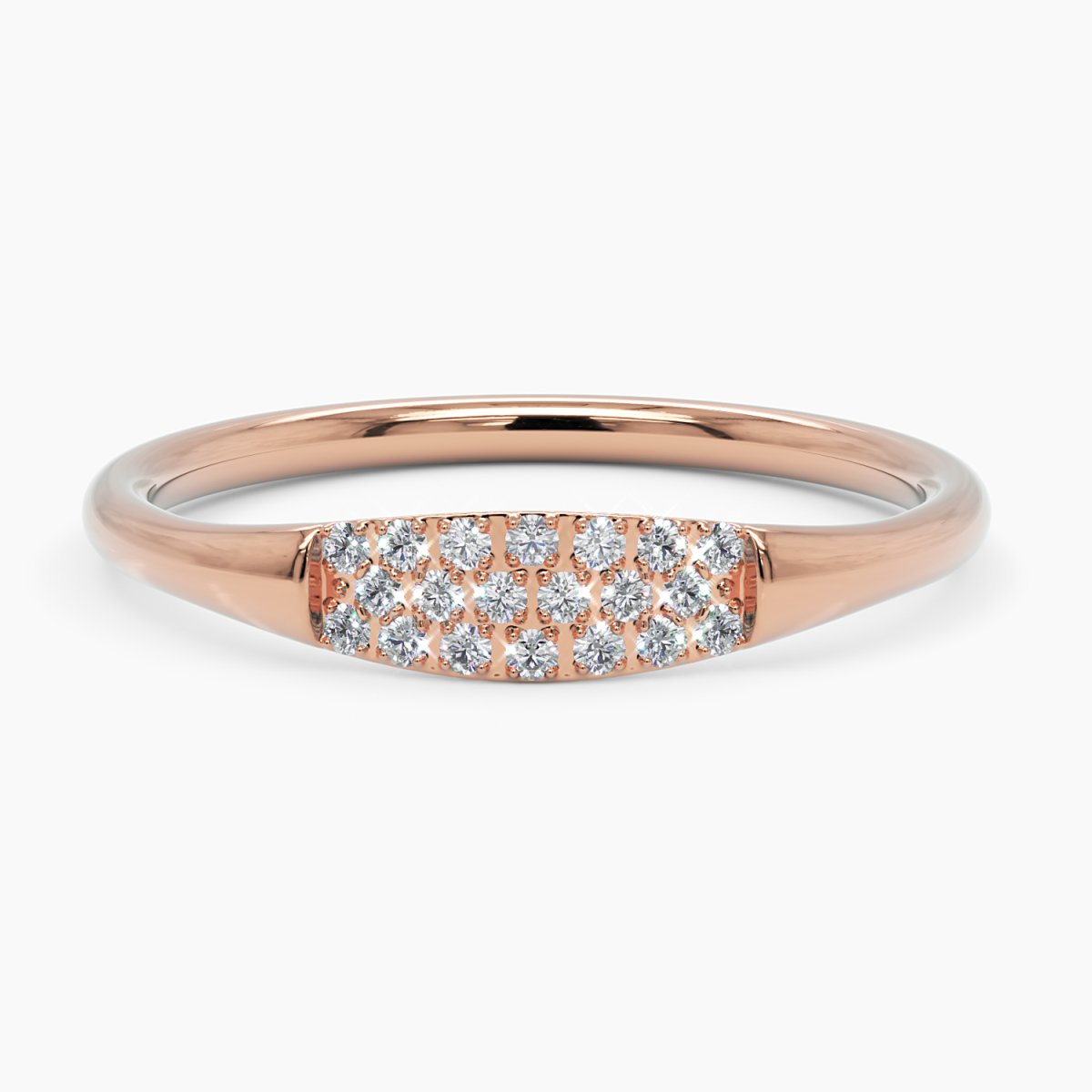 Diamond Pavé Signet Band Rose Gold