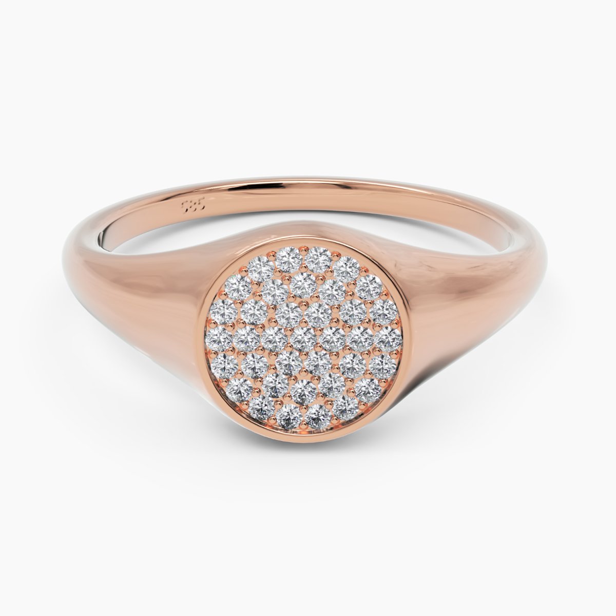 Circle Pavé Signet Ring - Narcissus