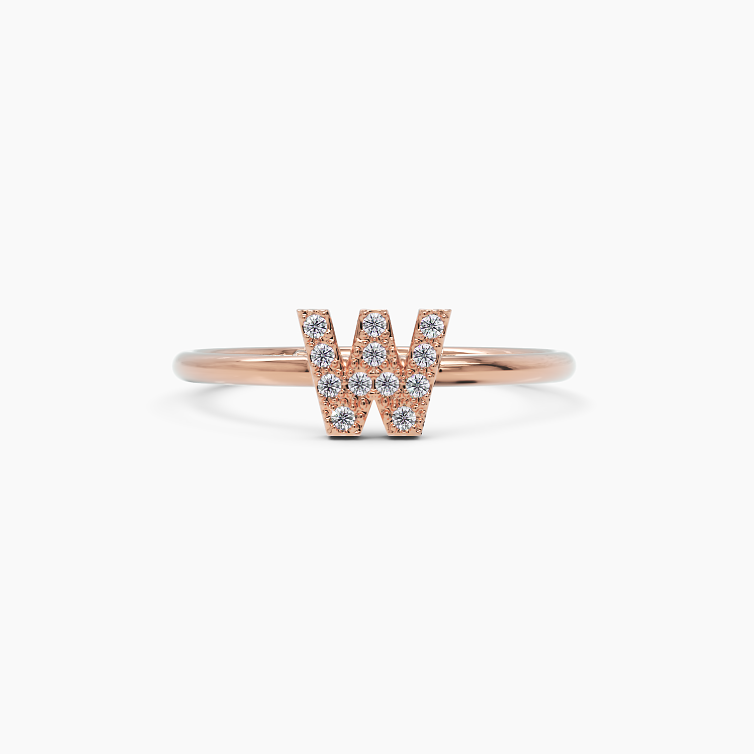 Diamond Initial W Ring