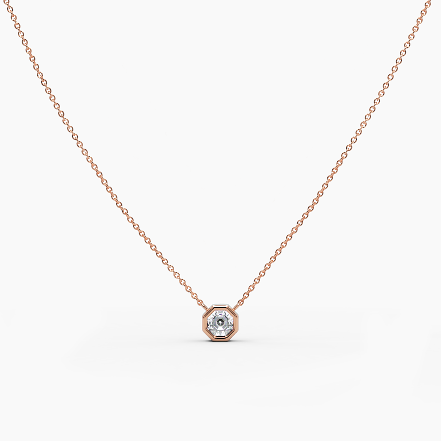 Octagon Cut Diamond Solitaire Necklace
