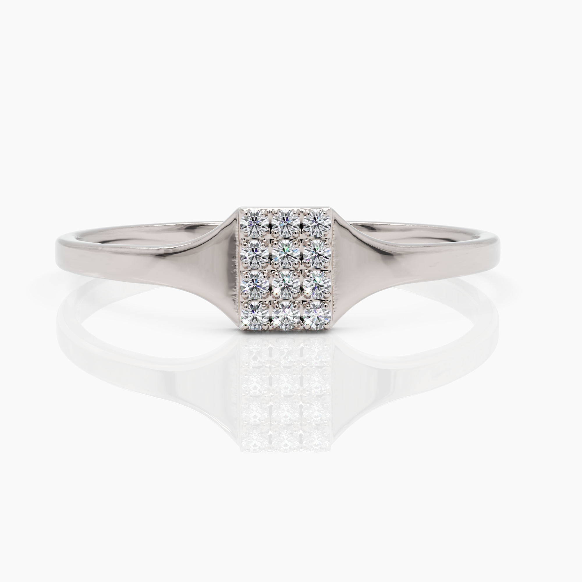 Rectangular Pavé Diamond Ring- Narcissus