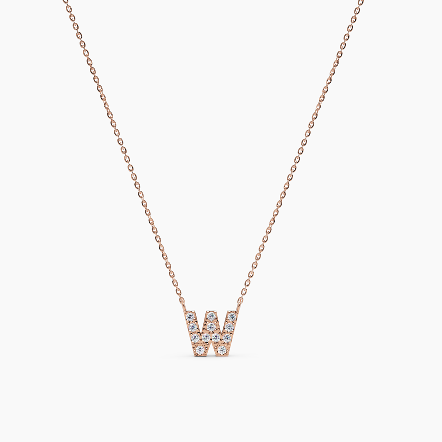 Diamond Initial W Necklace