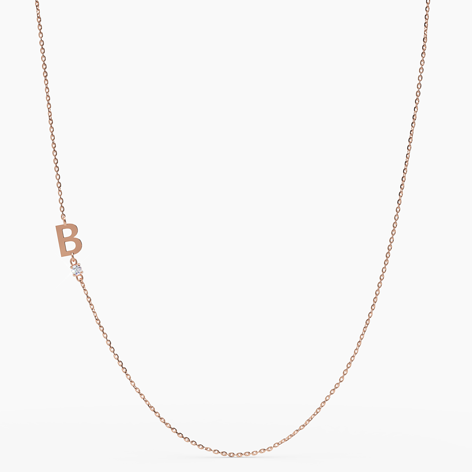 Sideways Initial B Necklace with Diamond