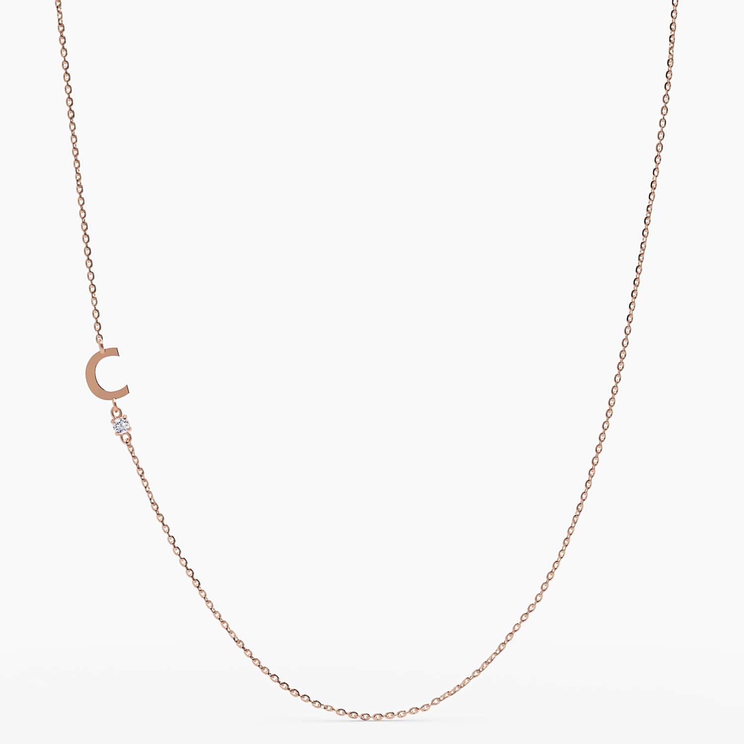 Sideways Initial C Necklace with Diamond