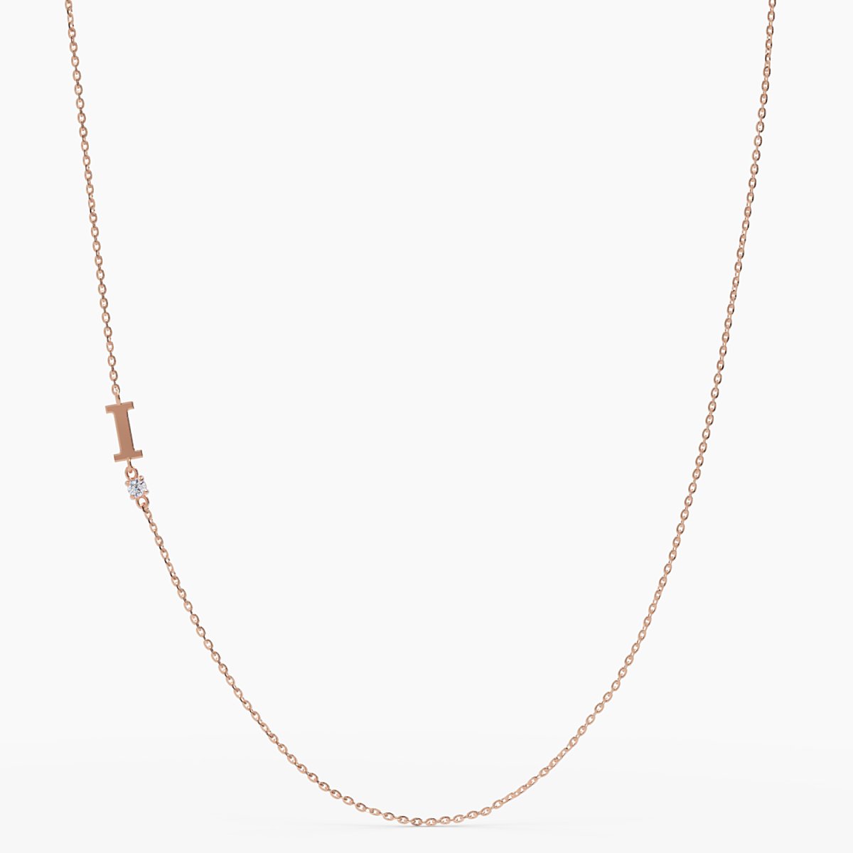 Sideways Initial I Necklace with Diamond - Narcissus