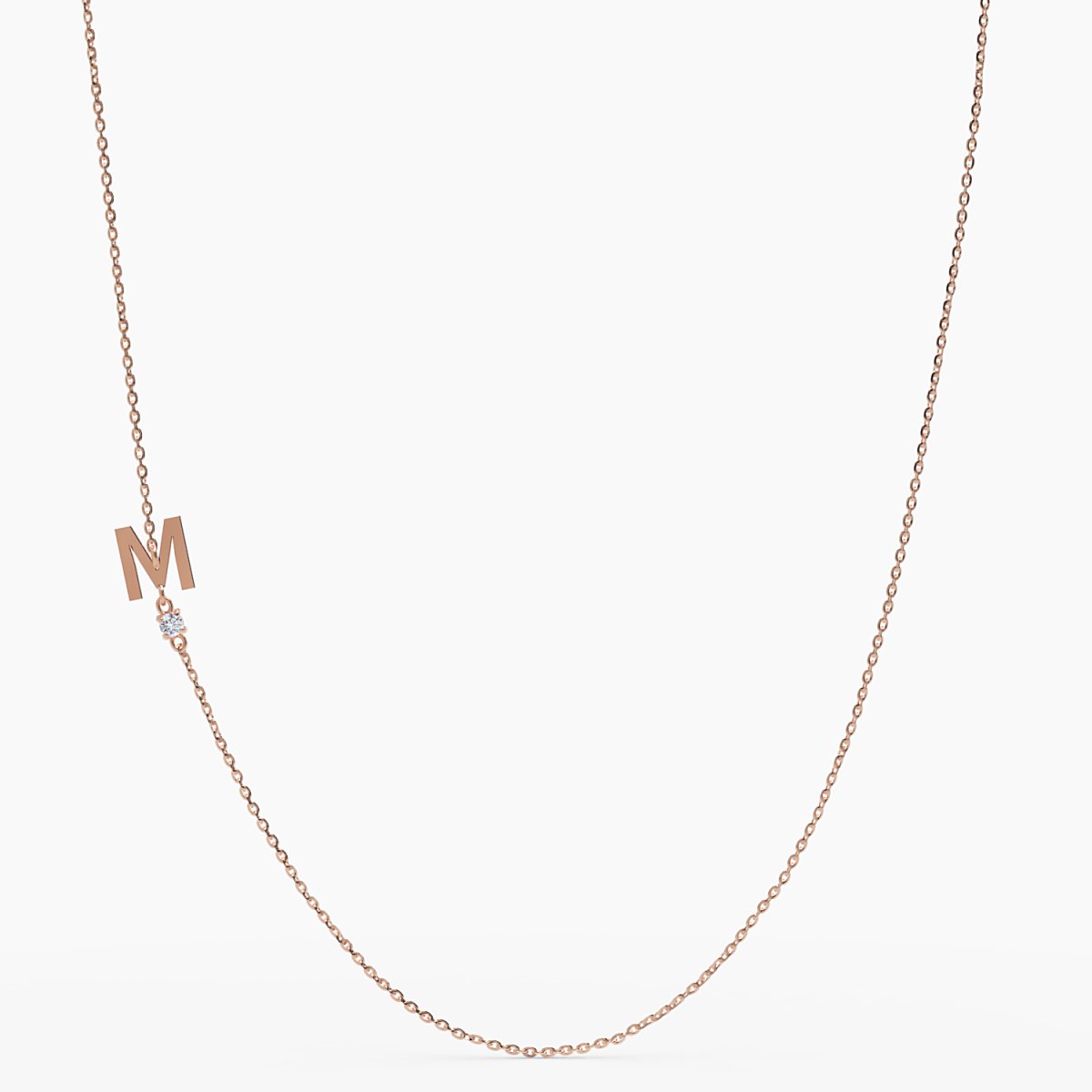 Sideways Initial M Necklace with Diamond - Narcissus