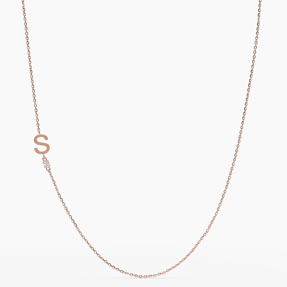 Sideways Initial S Necklace with Diamond - Narcissus