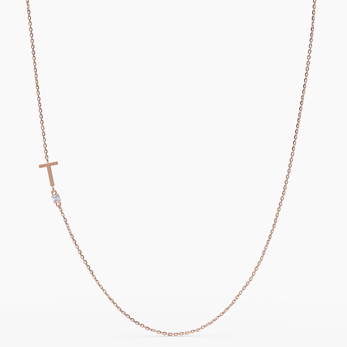 Sideways Initial T Necklace with Diamond - Narcissus