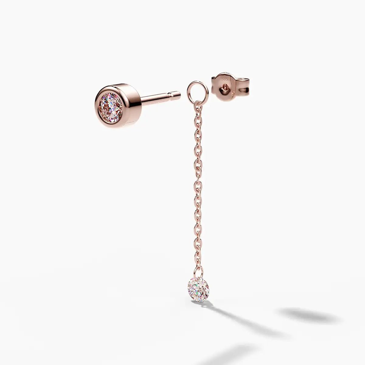 Earring Chain Charm with Diamond in Rose Gold - Narcissus