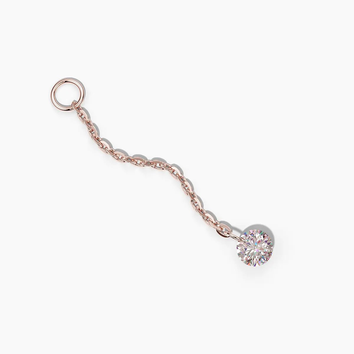 Earring Chain Charm with Diamond in Rose Gold - Narcissus