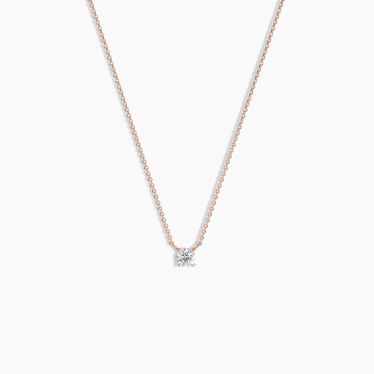 Single Diamond Solitaire Necklace in Rose Gold - Narcissus
