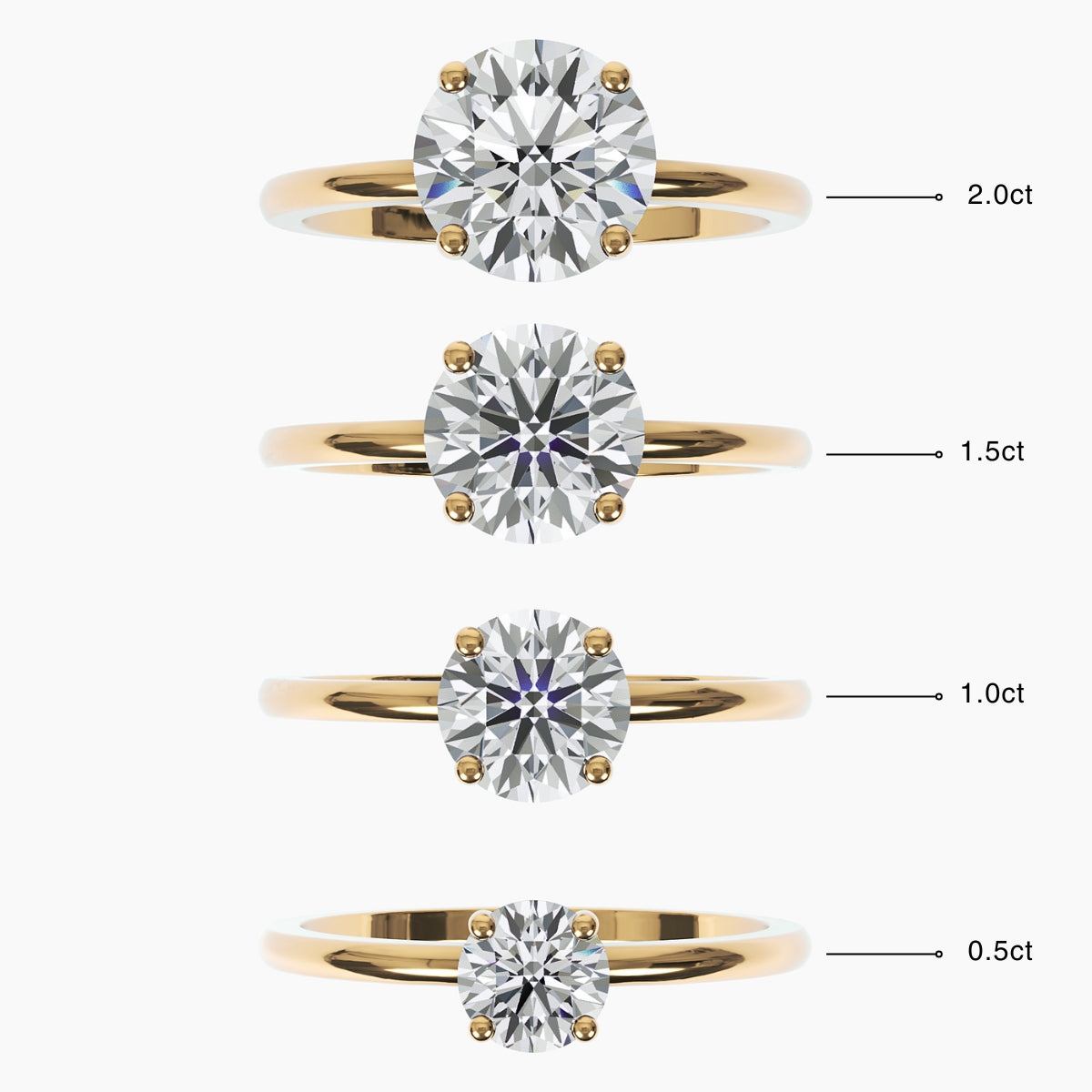 Round Diamond Solitaire Band Ring - Narcissus