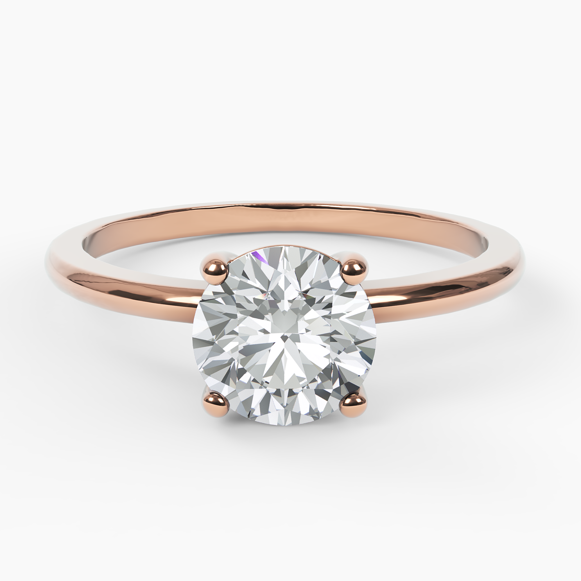 Round Diamond Solitaire Band Ring - Narcissus