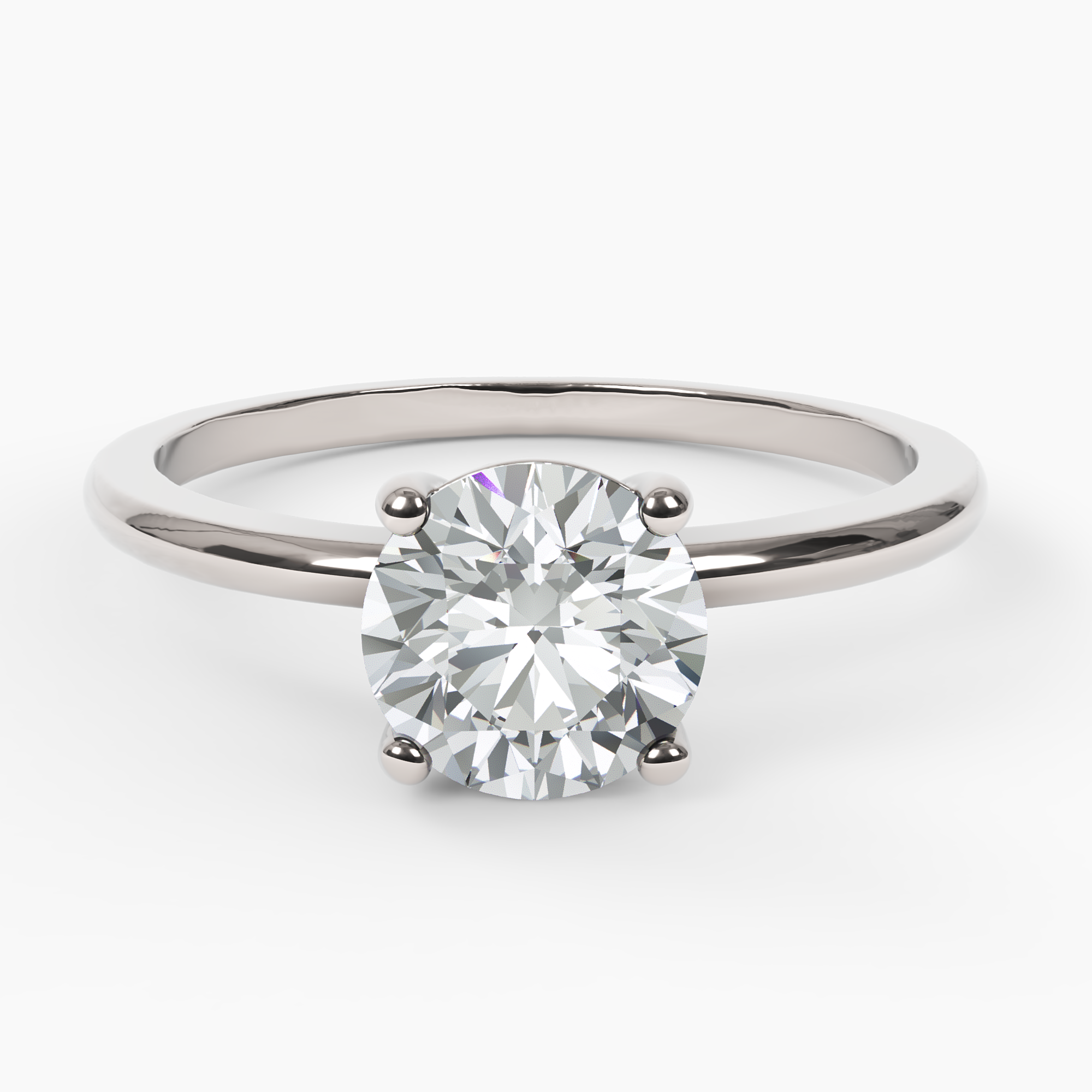 Round Diamond Solitaire Band Ring - Narcissus