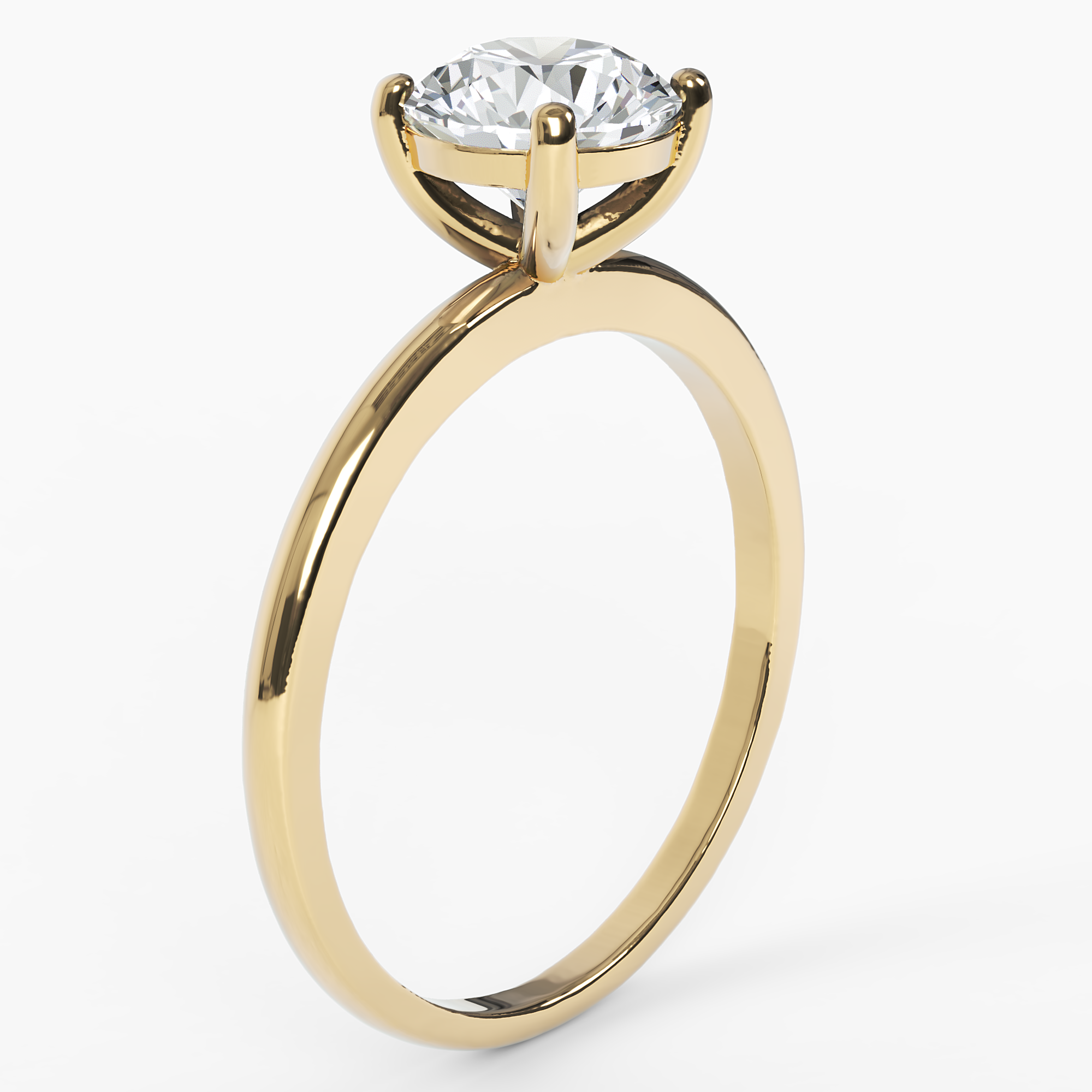 Round Diamond Solitaire Band Ring - Narcissus