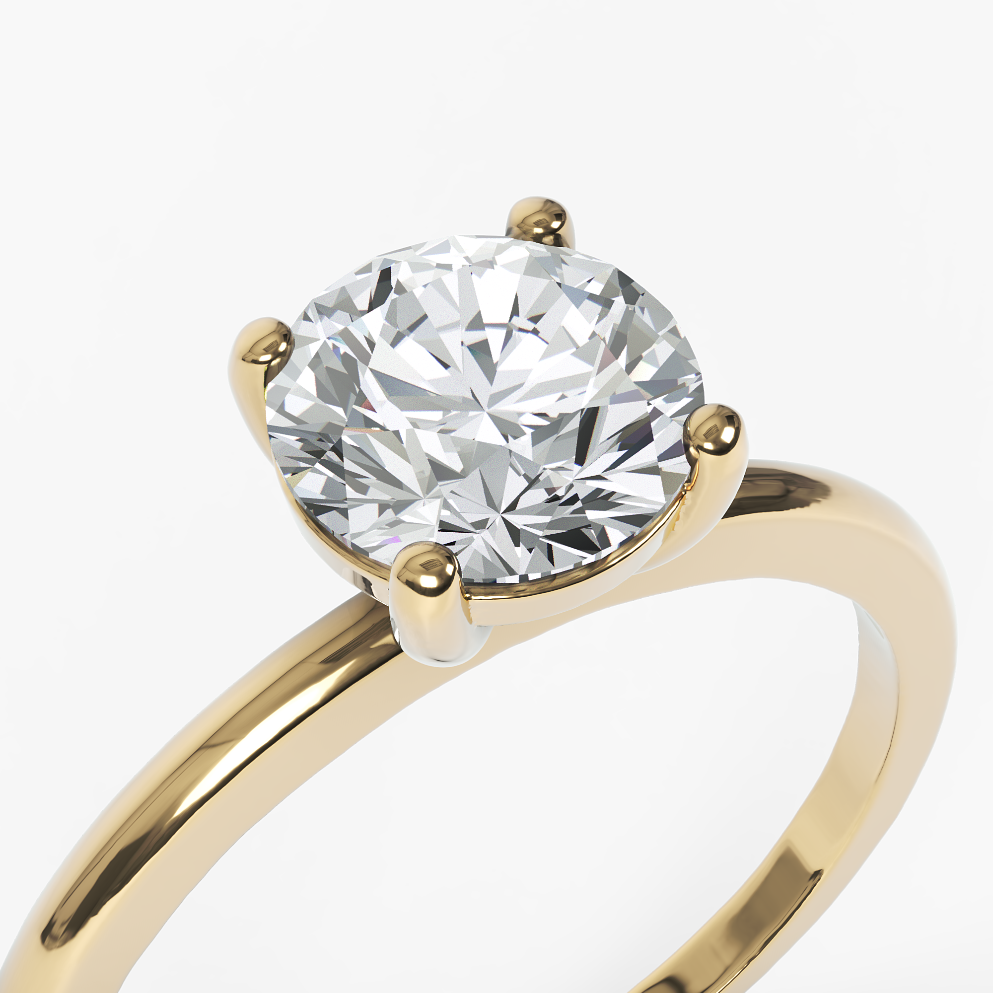 Round Diamond Solitaire Band Ring - Narcissus