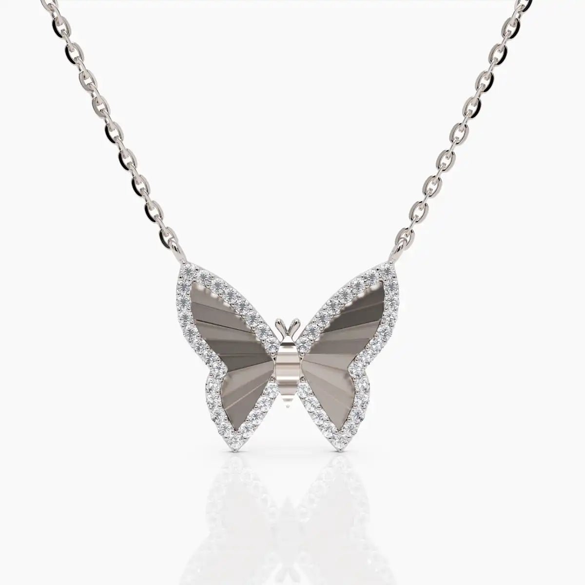 Textured Butterfly Necklace - Yellow Gold - Narcissus