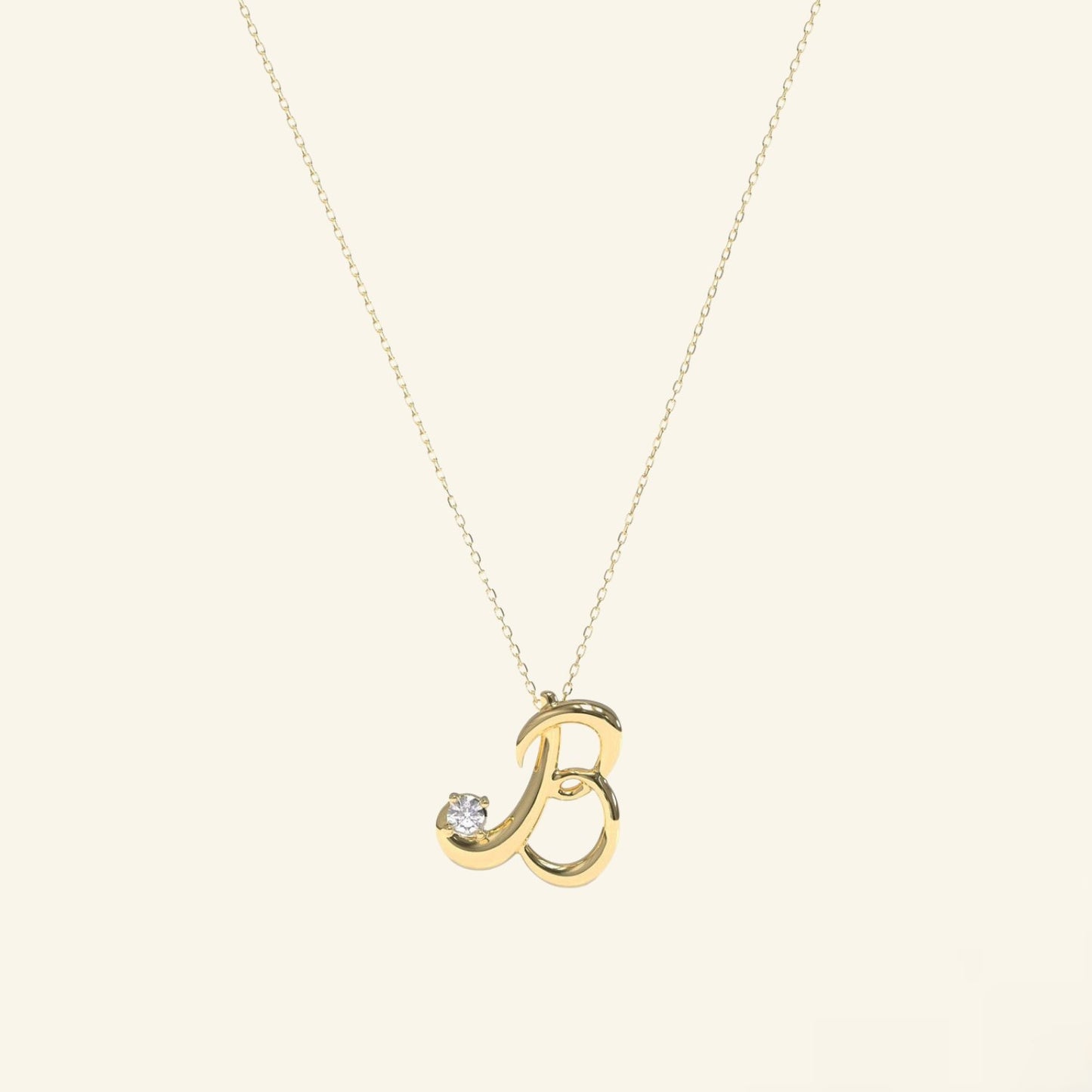 Gold Letter Necklace with Diamond