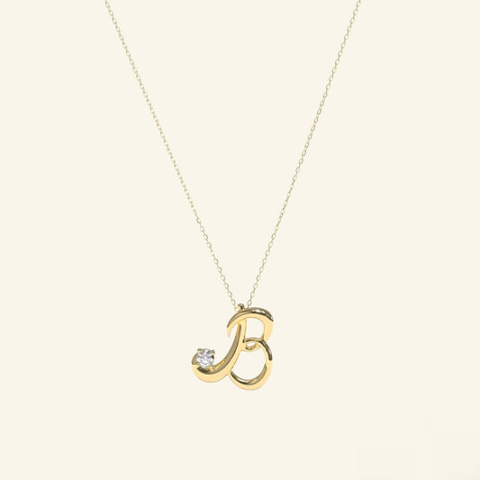 Gold Letter Necklace with Diamond
