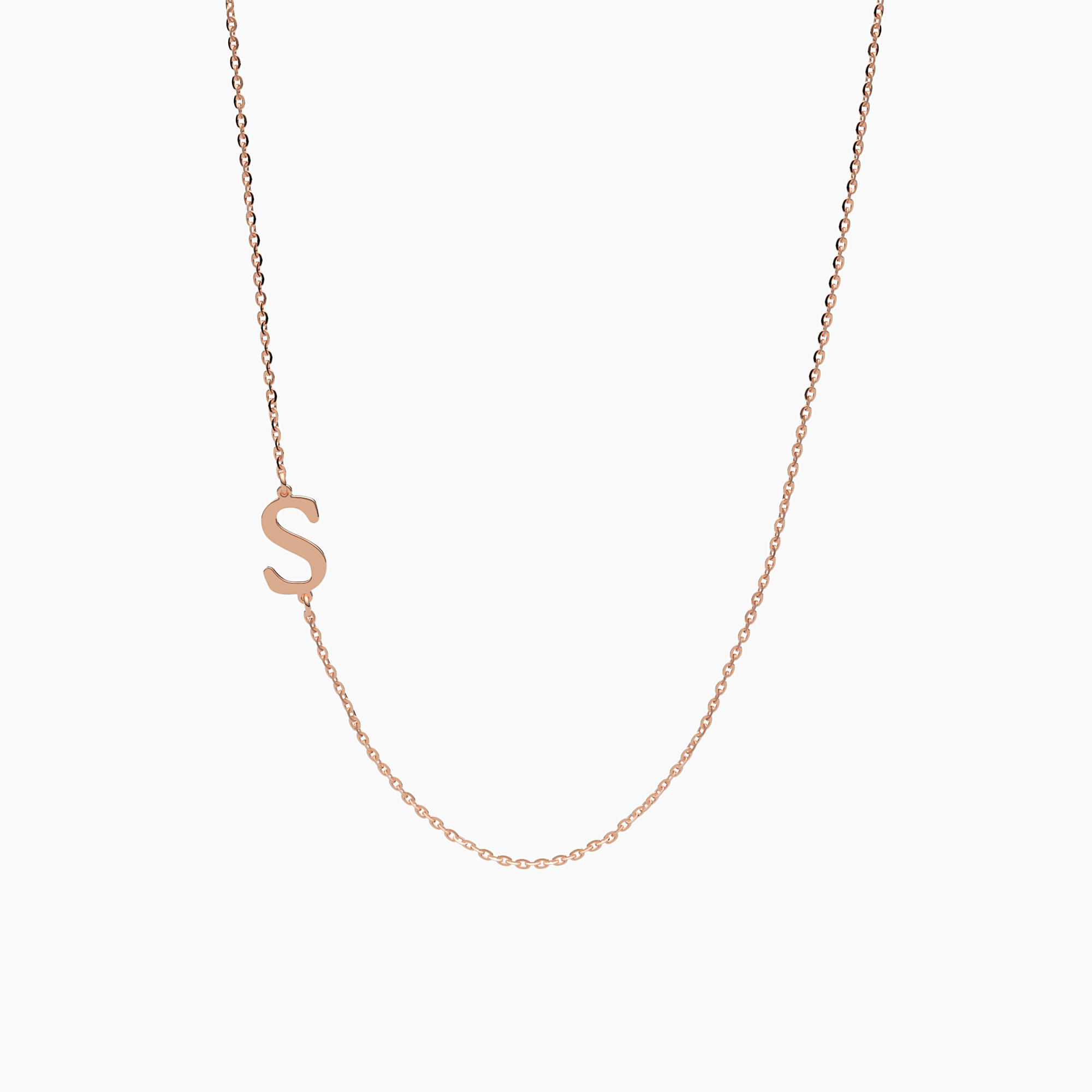 Single Initial Off-Center Necklace - Narcissus