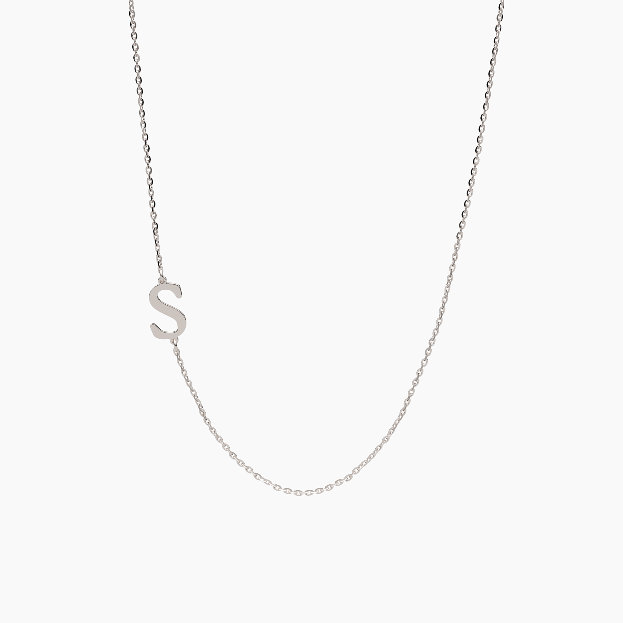 Single Initial Off-Center Necklace - Narcissus