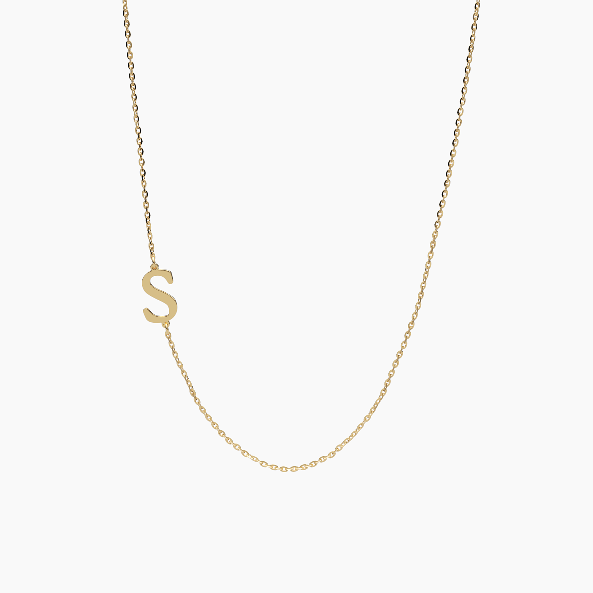 Single Initial Off-Center Necklace - Narcissus