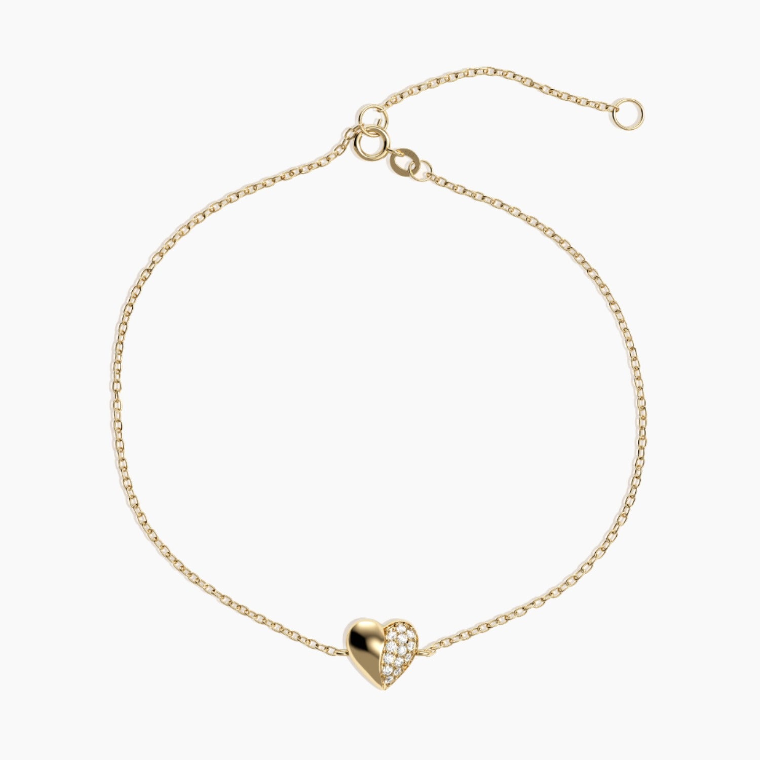 Small Heart Pave Diamond Bracelet